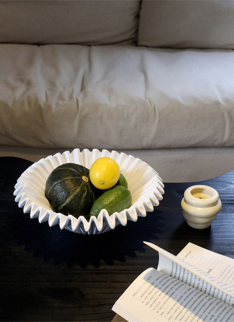 Pleated Resin Fruit Bowl, 27 cm