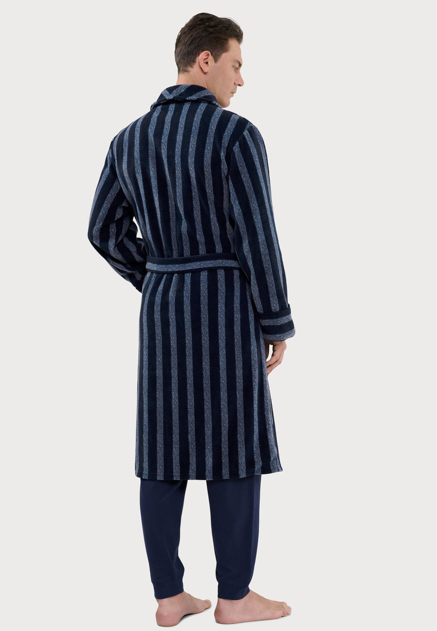 Bathrobe Fleece-Lined Printed, Blue, Style 0608