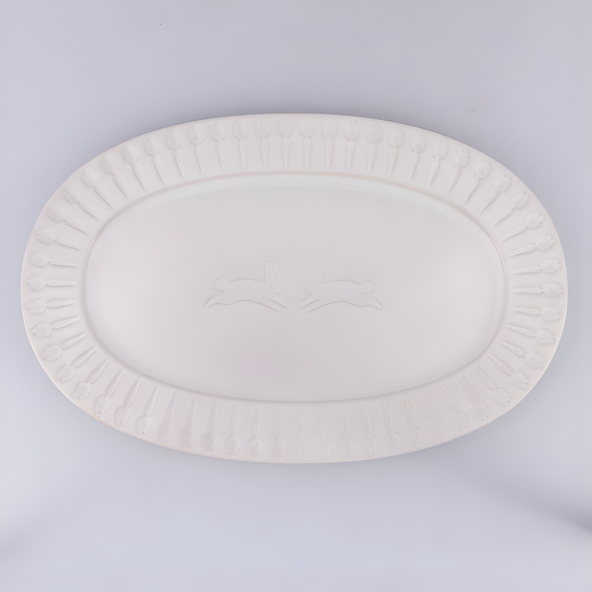 Serving Plate Oval – Easter Rabbits (40 × 26.5 cm)