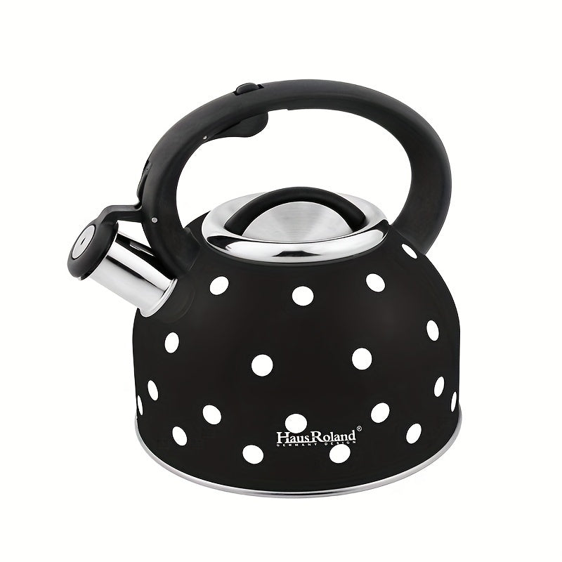 Whistling Stovetop Kettle, 2.5 l, Black with White Dots