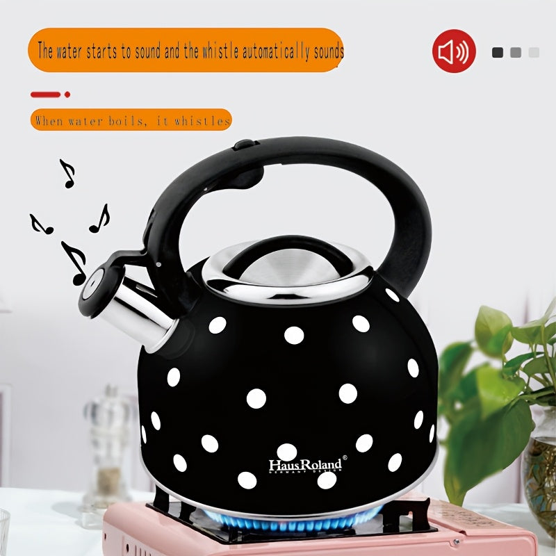 Whistling Stovetop Kettle, 2.5 l, Black with White Dots
