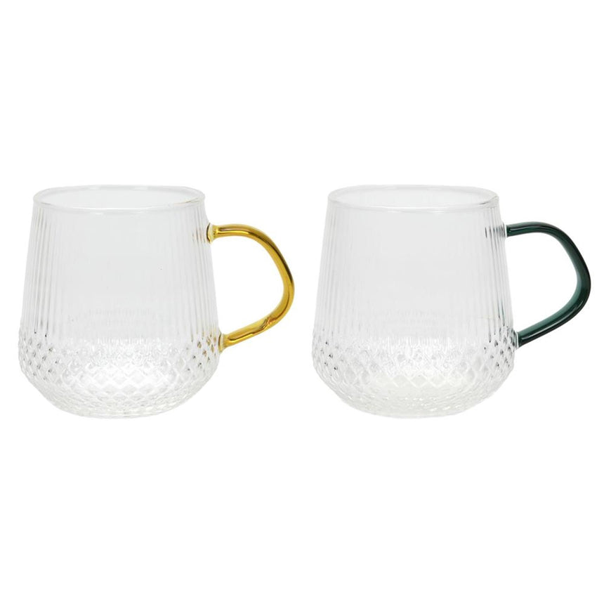 Svenska Living Drinkglas met gekleurd oor amber/petrol/zwart ã˜7,5x9,5cm 400ml