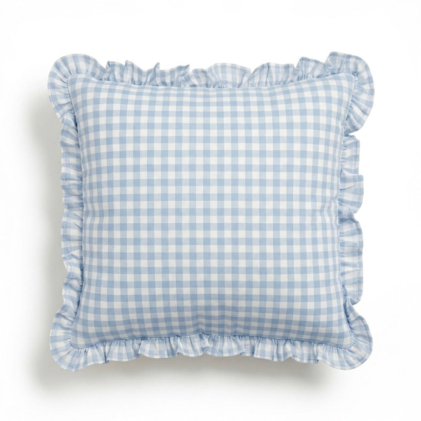 Cushion Cover Ruffled Vichy Check, Handmade