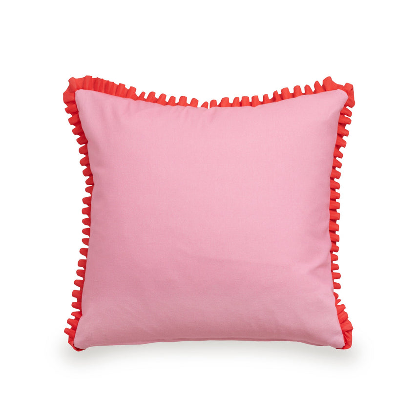 Happy Stripes Ruffled Cotton Cushion Cover, 50 x 50 cm