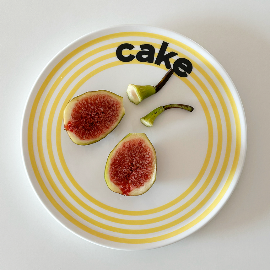 Striped Ceramic Dessert Plate with Word Print