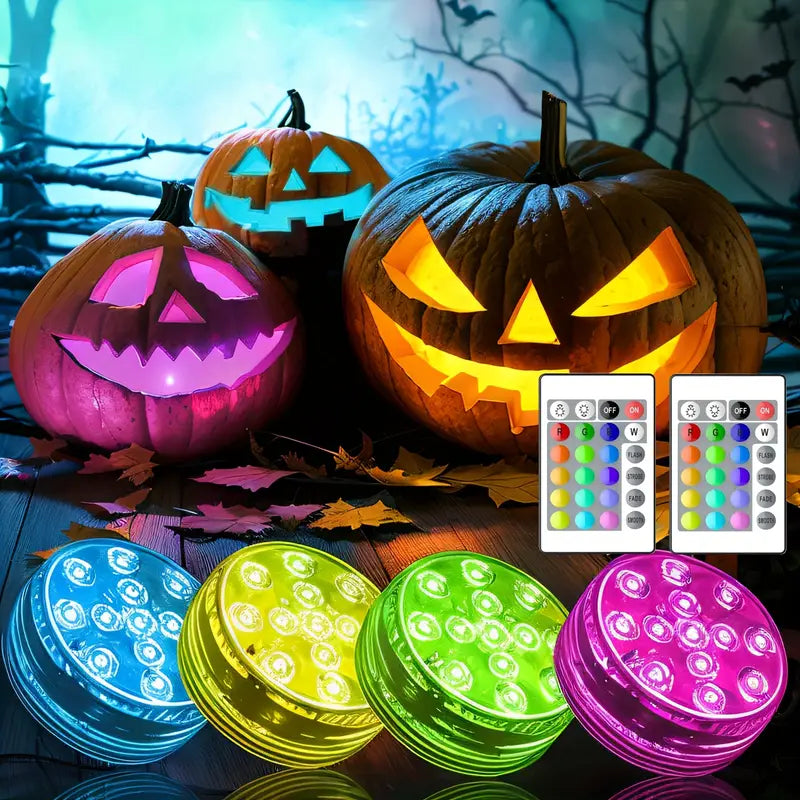 LED Pumpkin Lights with Remote, 4 Pieces