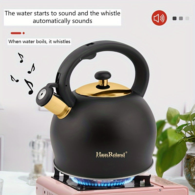 Whistling Stovetop Kettle, 3 l, Black and Gold