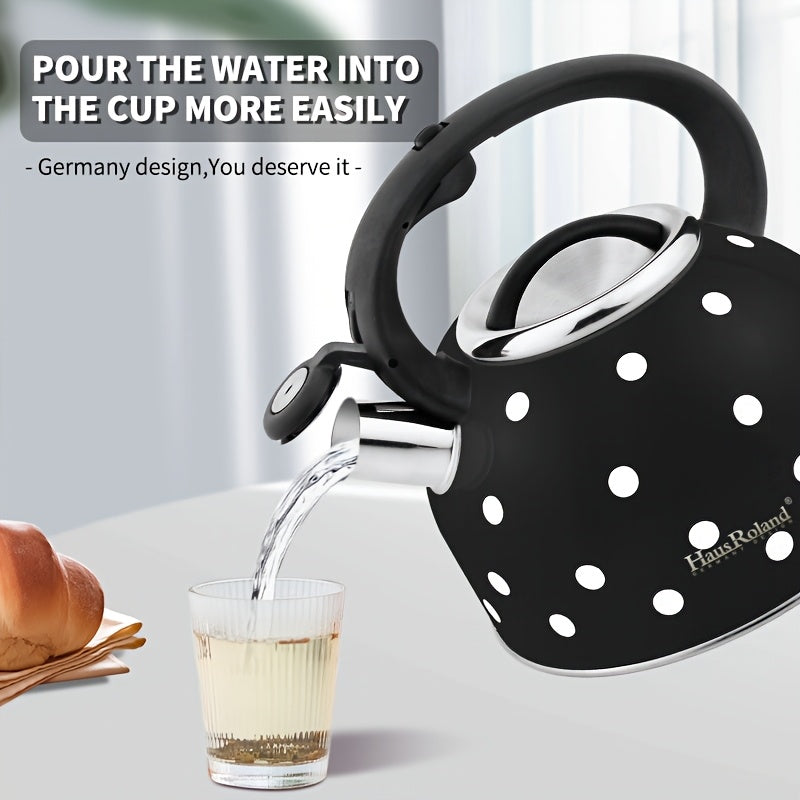Whistling Stovetop Kettle, 2.5 l, Black with White Dots
