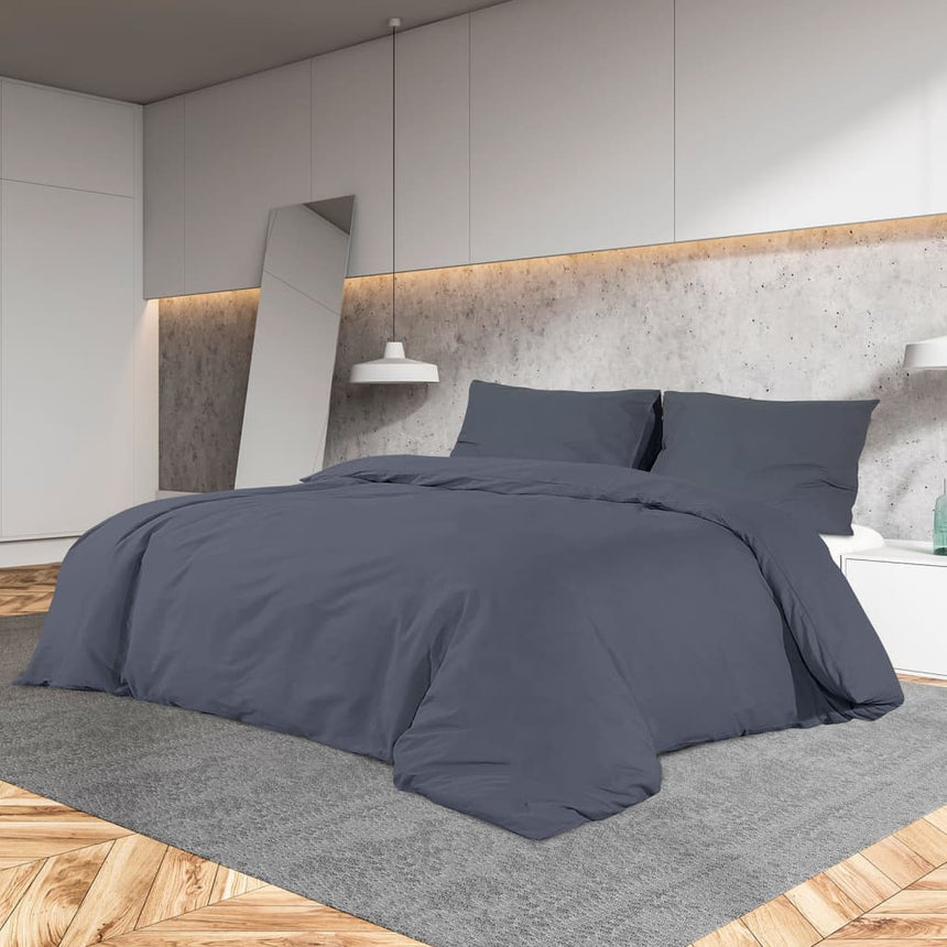 Vidaxl duvet cover set 140x200 cm cotton anthracite-colored