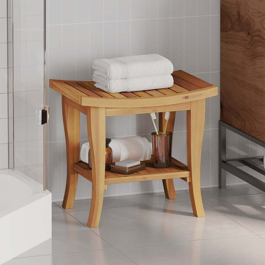 Solid teak wood bathroom storage table