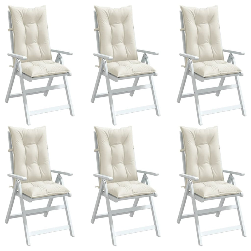 Mixed cream high-back chair cushions, set of six