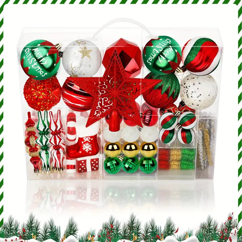 Christmas Bauble Set, Red and Green, 106 Pieces