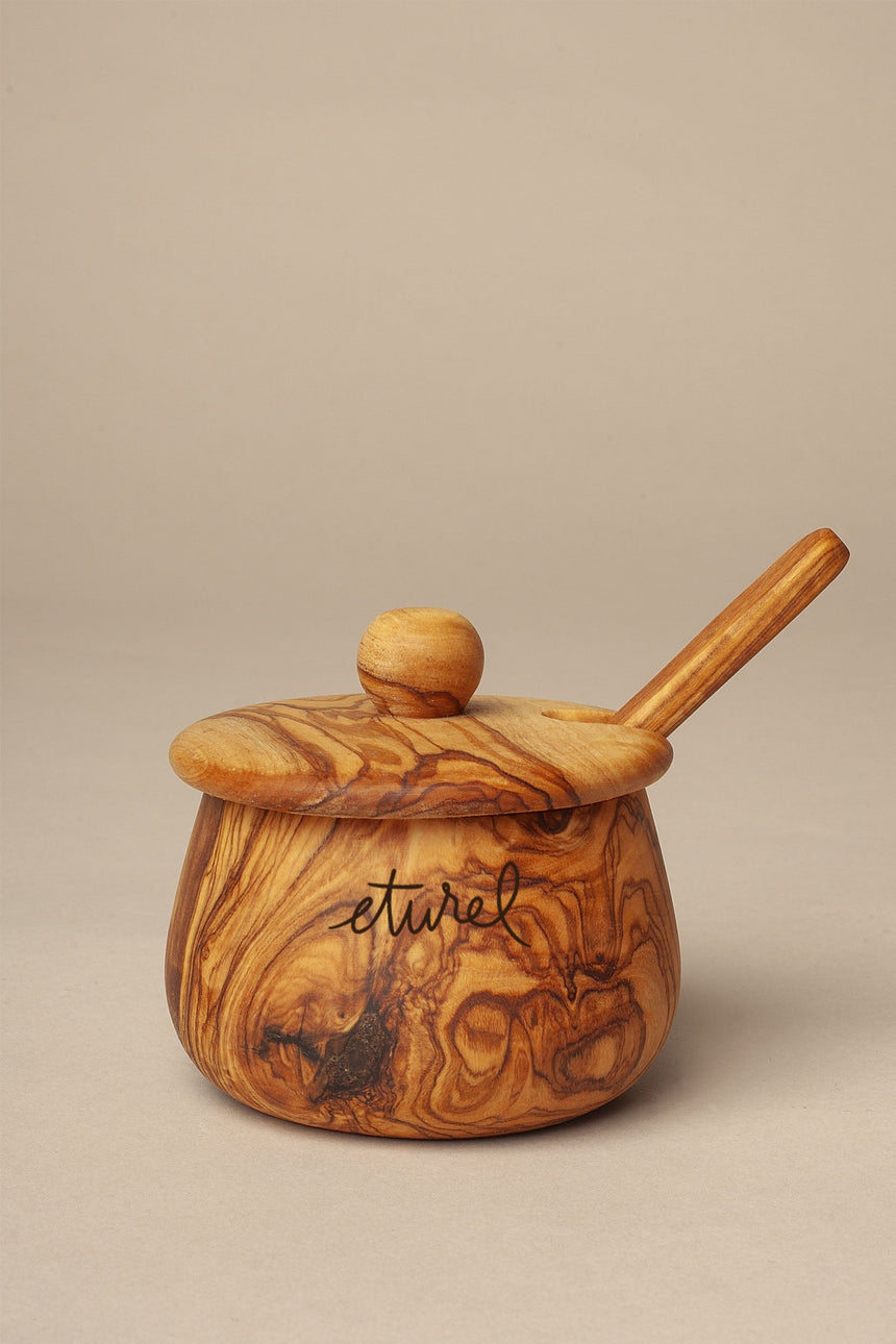 Sugar Bowl Olive Wood Lid & Spoon
