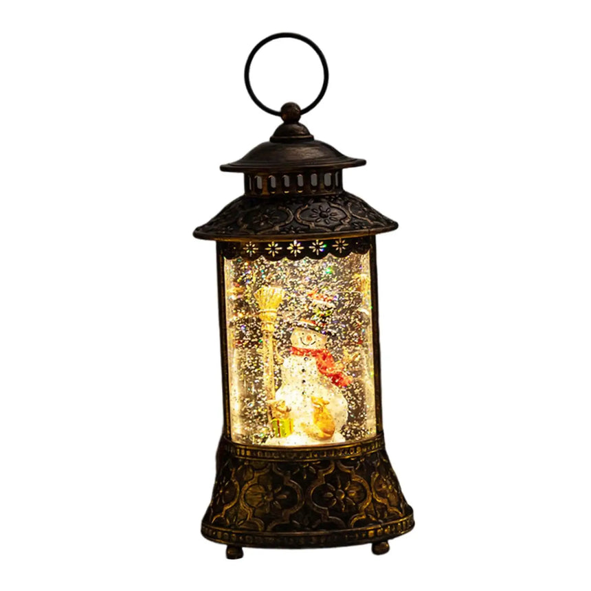 Musical Snow Globe Lantern with Snowman, 27.5 cm