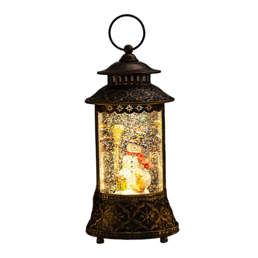 Musical Snow Globe Lantern with Snowman, 27.5 cm