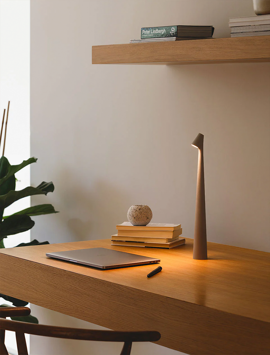 Portable Dimmable Table Lamp, Matte Aluminum