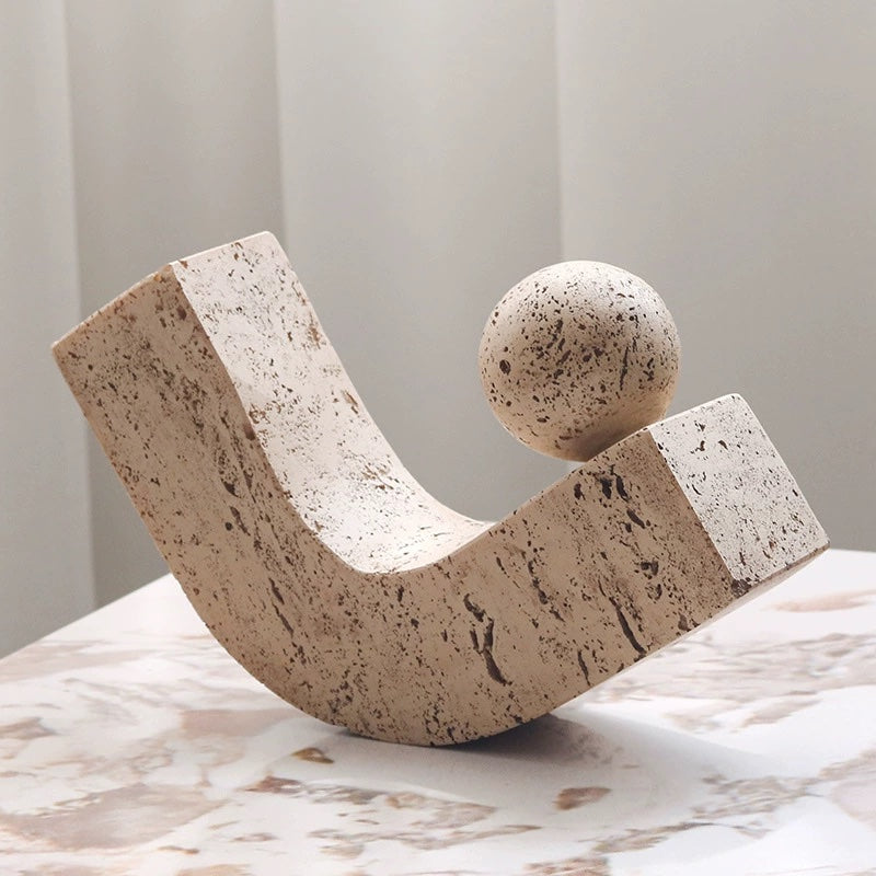 Wabi-Sabi Stone Arc and Sphere Sculpture