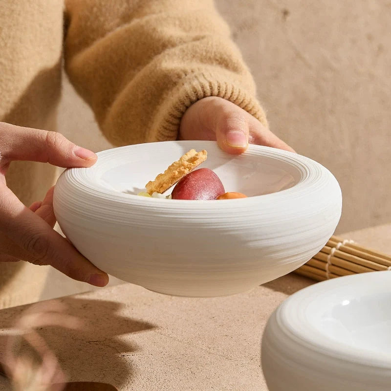 Double-Layer Ceramic Soup Bowl, White