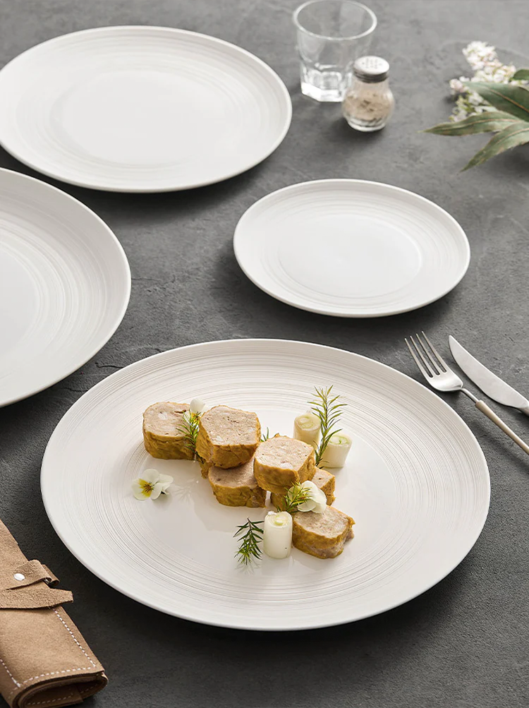 Line Texture Matte Ceramic Dinner Plate
