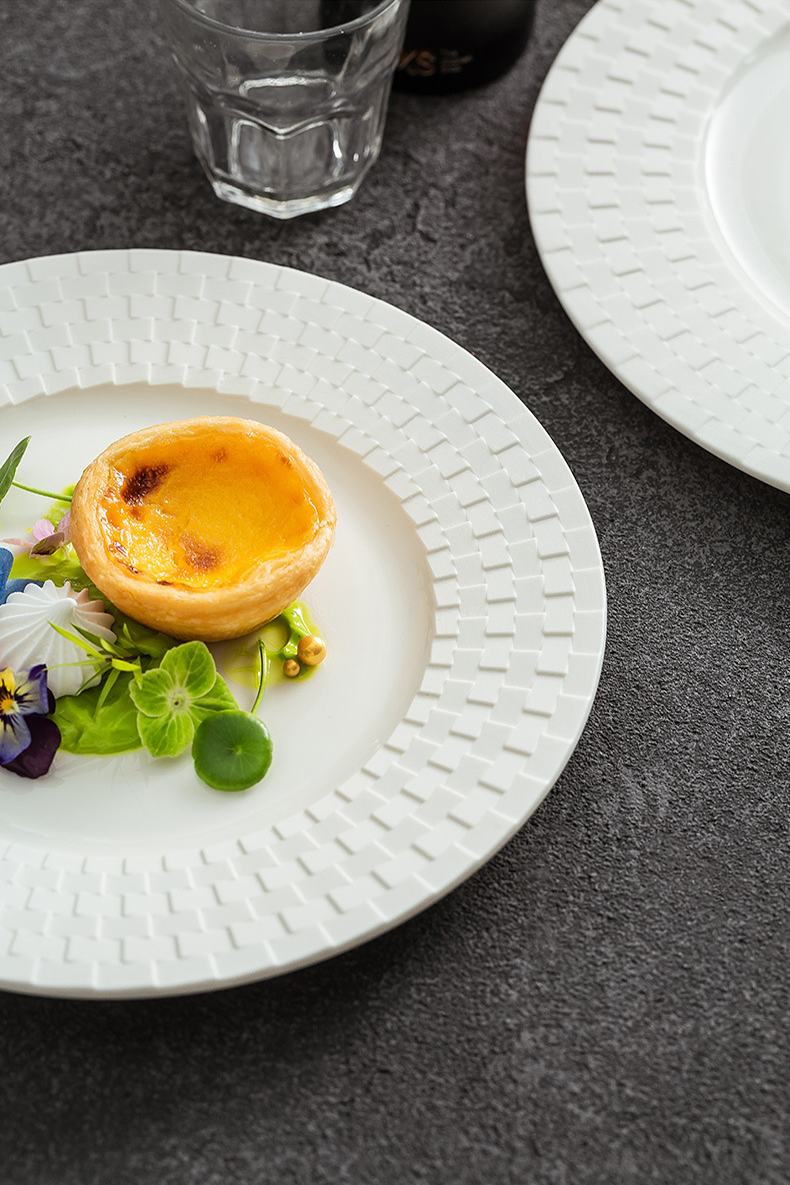 Embossed Weave Flat Ceramic Plate