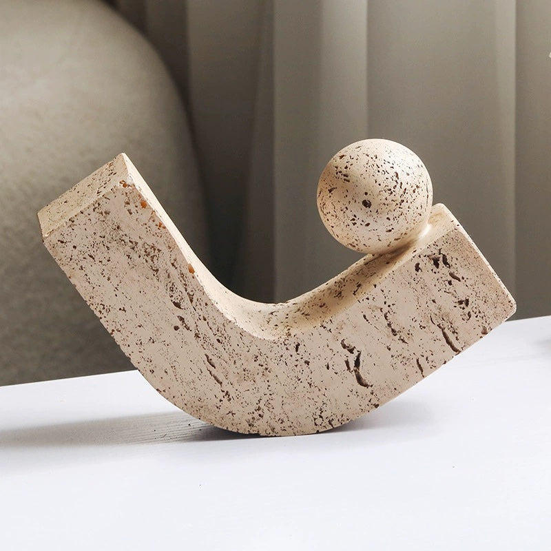 Wabi-Sabi Stone Arc and Sphere Sculpture