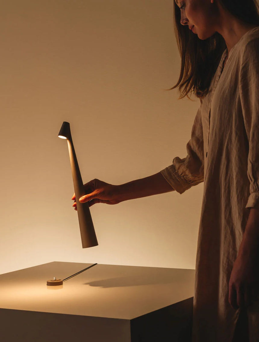 Portable Dimmable Table Lamp, Matte Aluminum