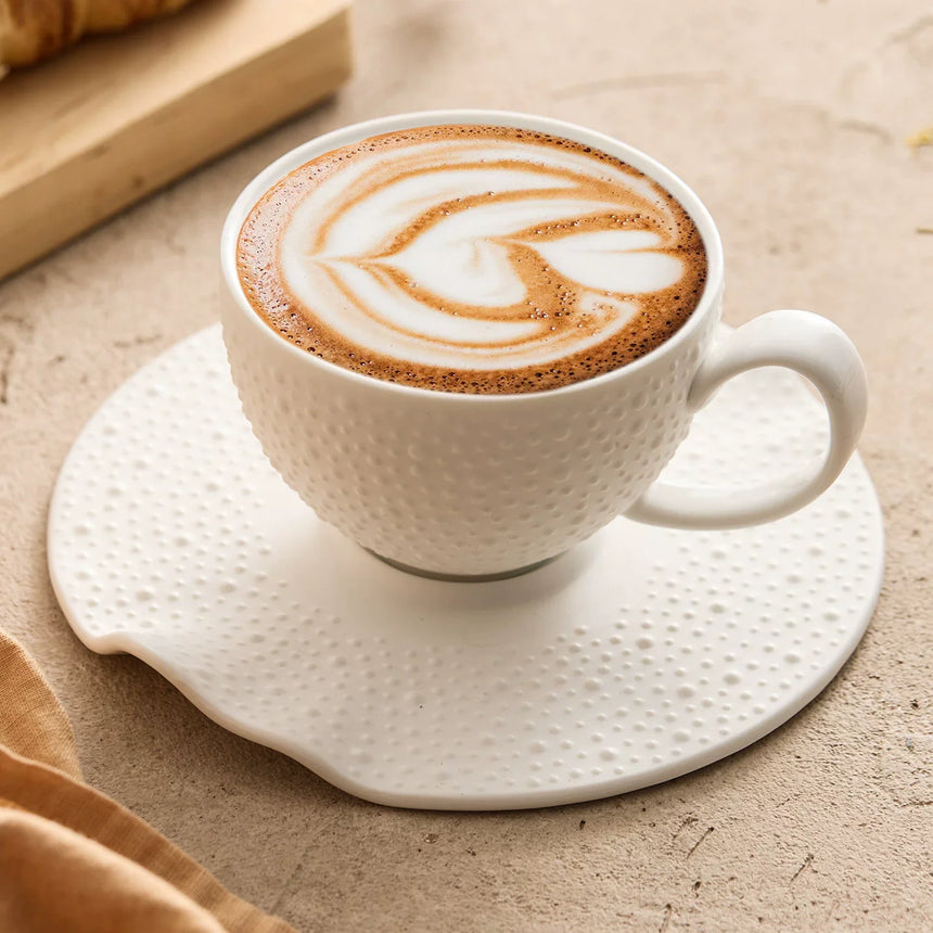 Sesame Texture Ceramic Cup and Saucer, 164 ml