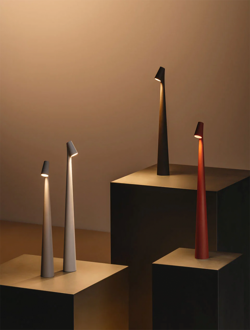 Portable Dimmable Table Lamp, Matte Aluminum