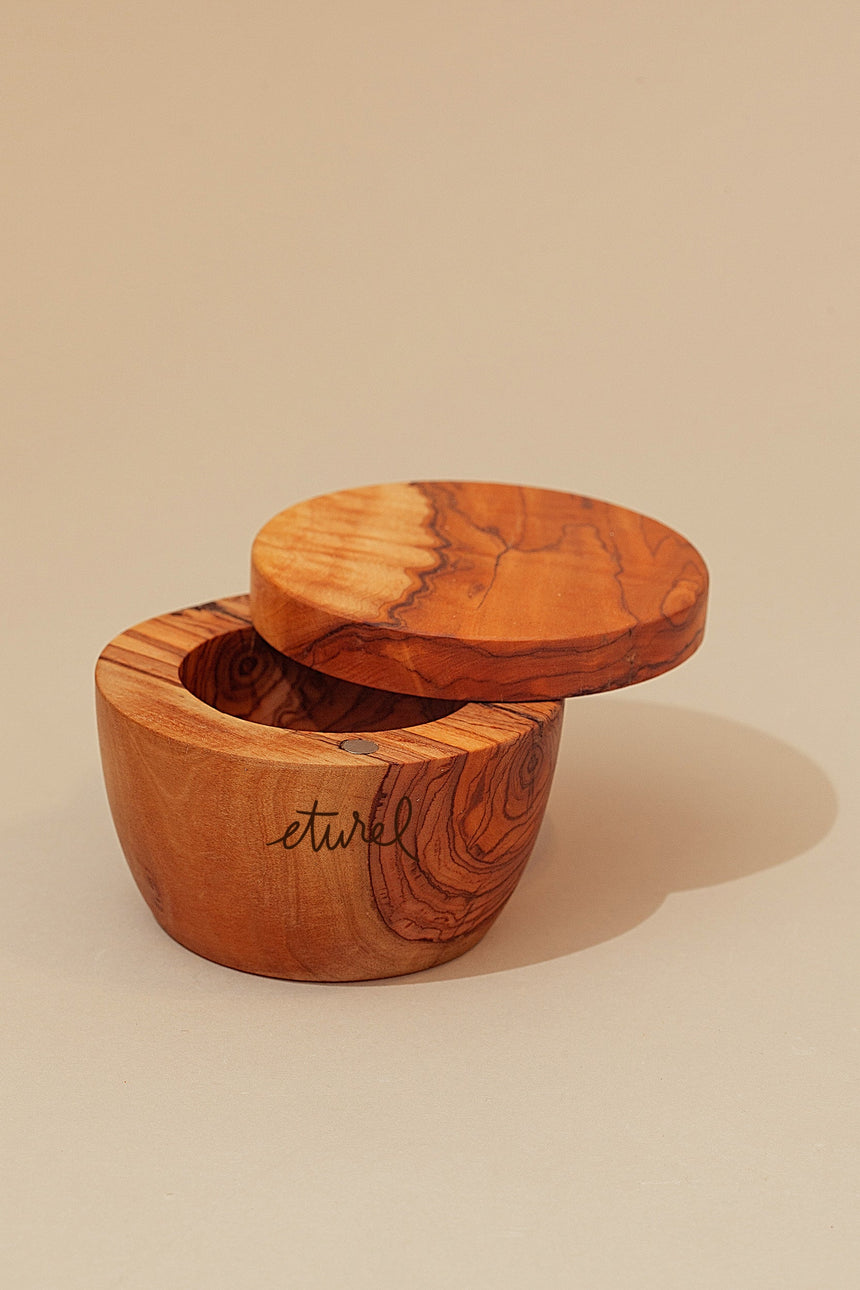 Salt Cellar Olive Wood Magnetic Lid