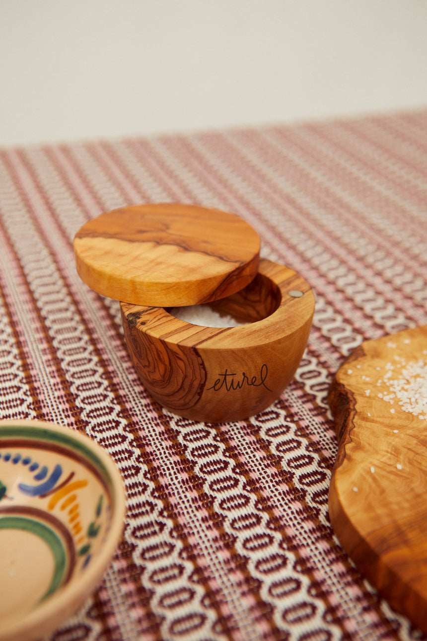 Salt Cellar Olive Wood Magnetic Lid