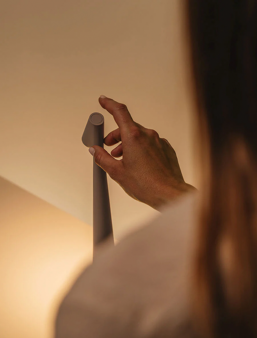 Portable Dimmable Table Lamp, Matte Aluminum