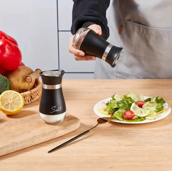 Glass Salt and Pepper Shakers with Stand