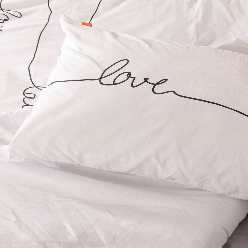 Live Love Laugh Cotton Pillowcase, White