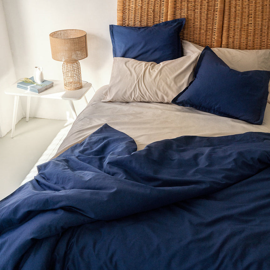 Basic Cotton Duvet Cover, Navy Blue