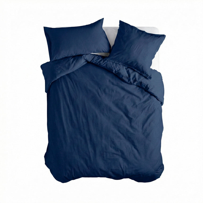 Basic Cotton Duvet Cover, Navy Blue