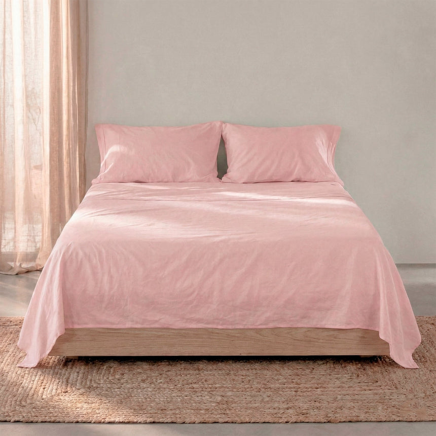 Basic Cotton Flat Sheet, Pale Pink