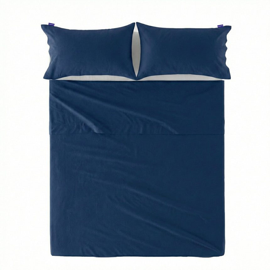 Basic Cotton Flat Sheet, Navy Blue
