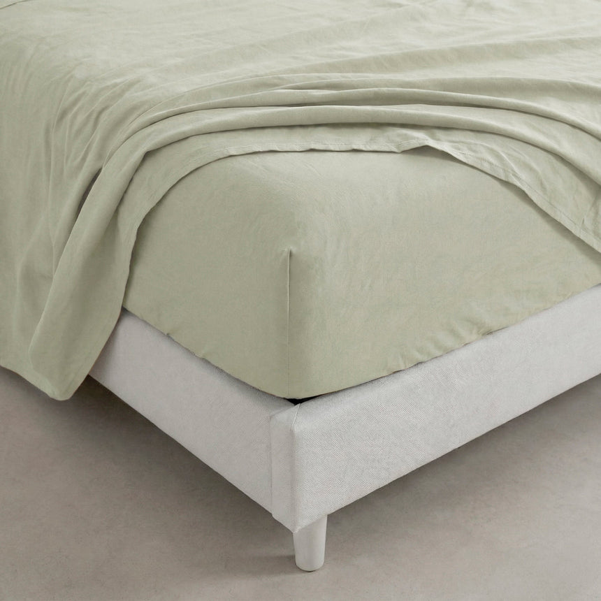 Basic Cotton Fitted Sheet, Clay Beige