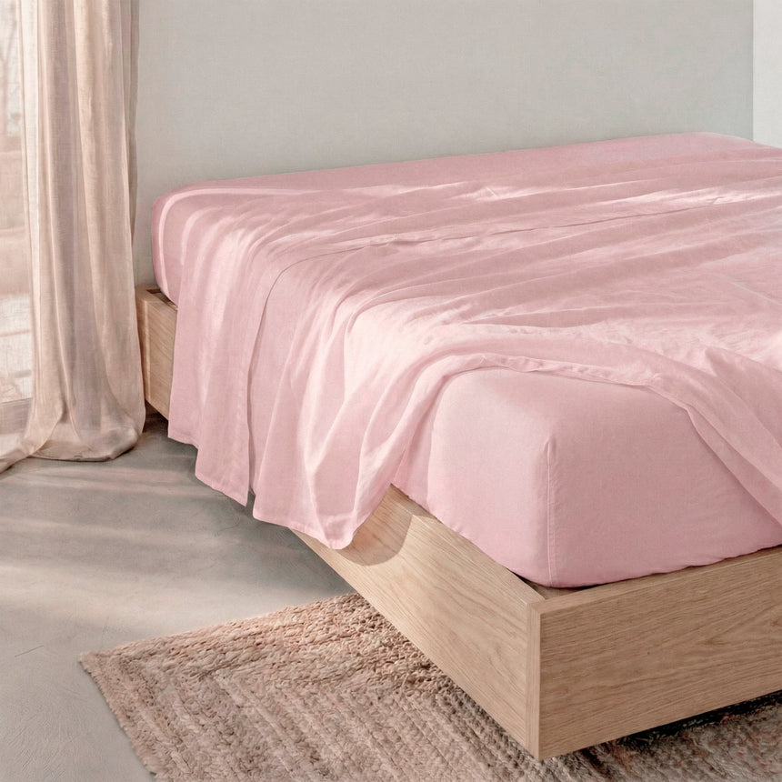 Basic Cotton Fitted Sheet, Pale Pink