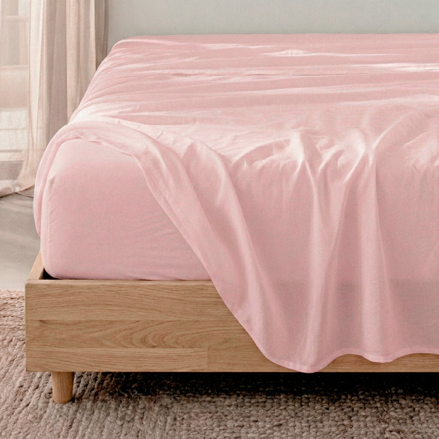 Basic Cotton Fitted Sheet, Pale Pink
