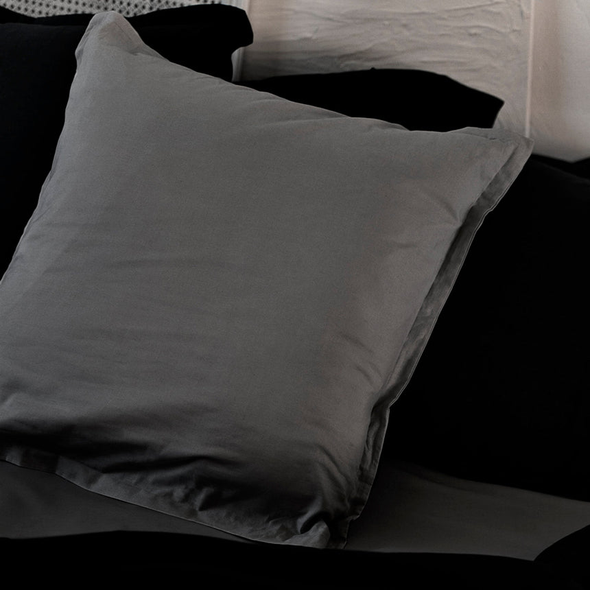 Basic Cotton Pillowcase, Dark Grey