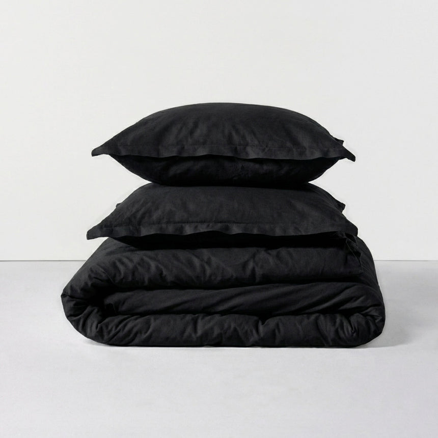 Basic Cotton Duvet Cover, Black