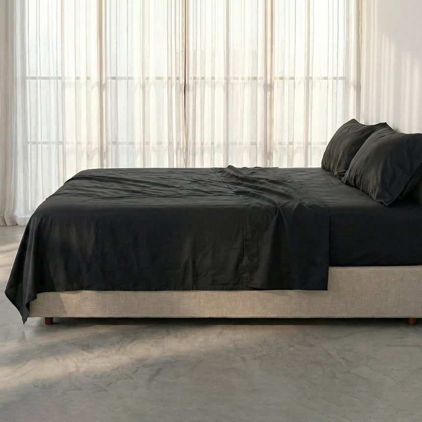 Basic Cotton Flat Sheet, Black