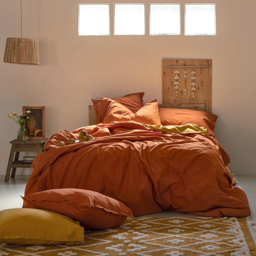Terracotta Basic cotton duvet cover
