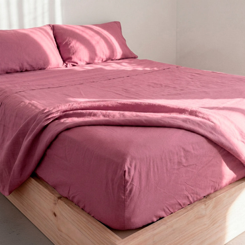 Basic Cotton Fitted Sheet, Magenta