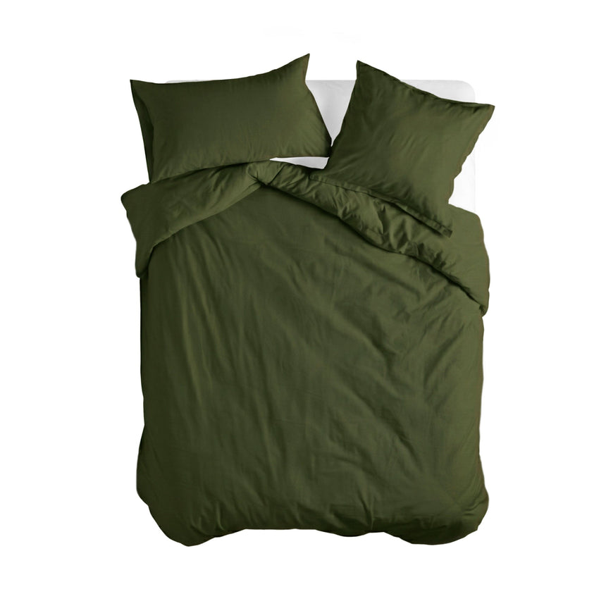 Basic Cotton Duvet Cover, Olive Green