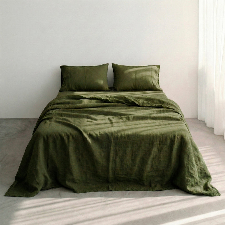 Basic Cotton Flat Sheet, Olive Green