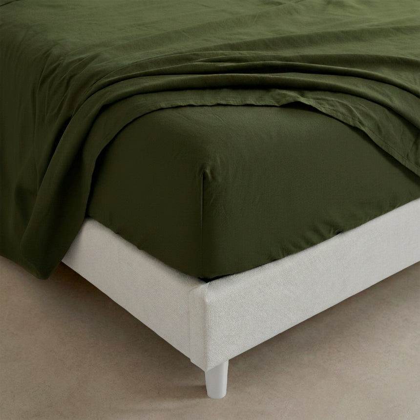 Fitted Sheet Basic Olive Green