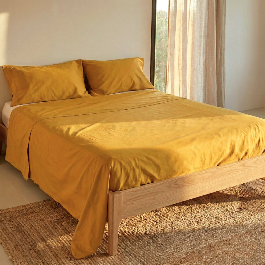 Mustard basic cotton flat sheet