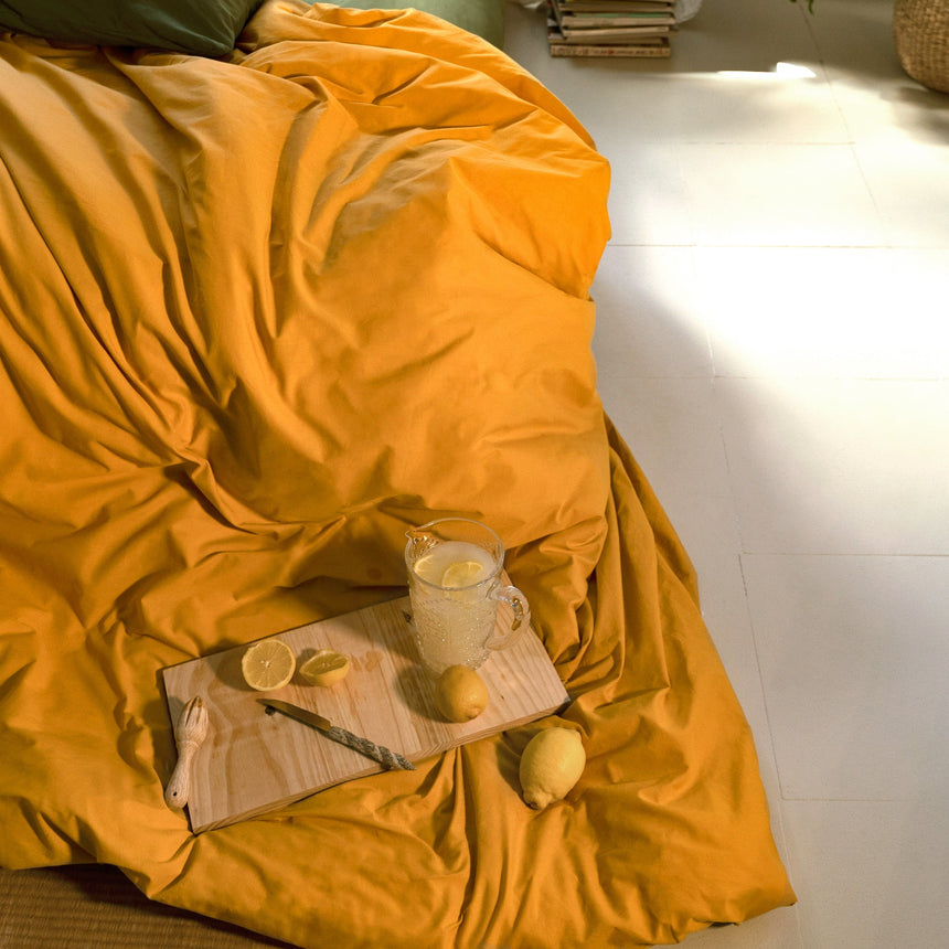 Basic Cotton Duvet Cover, Mustard
